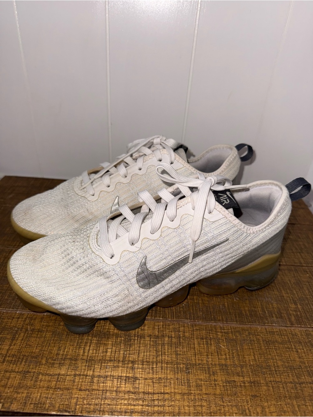 Nike Kids White and Gray VaporMax-Style Sneakers